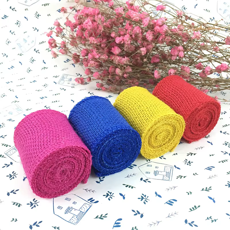 Rouleau de ruban artisanal polyvalent en toile de Jute naturelle colorée