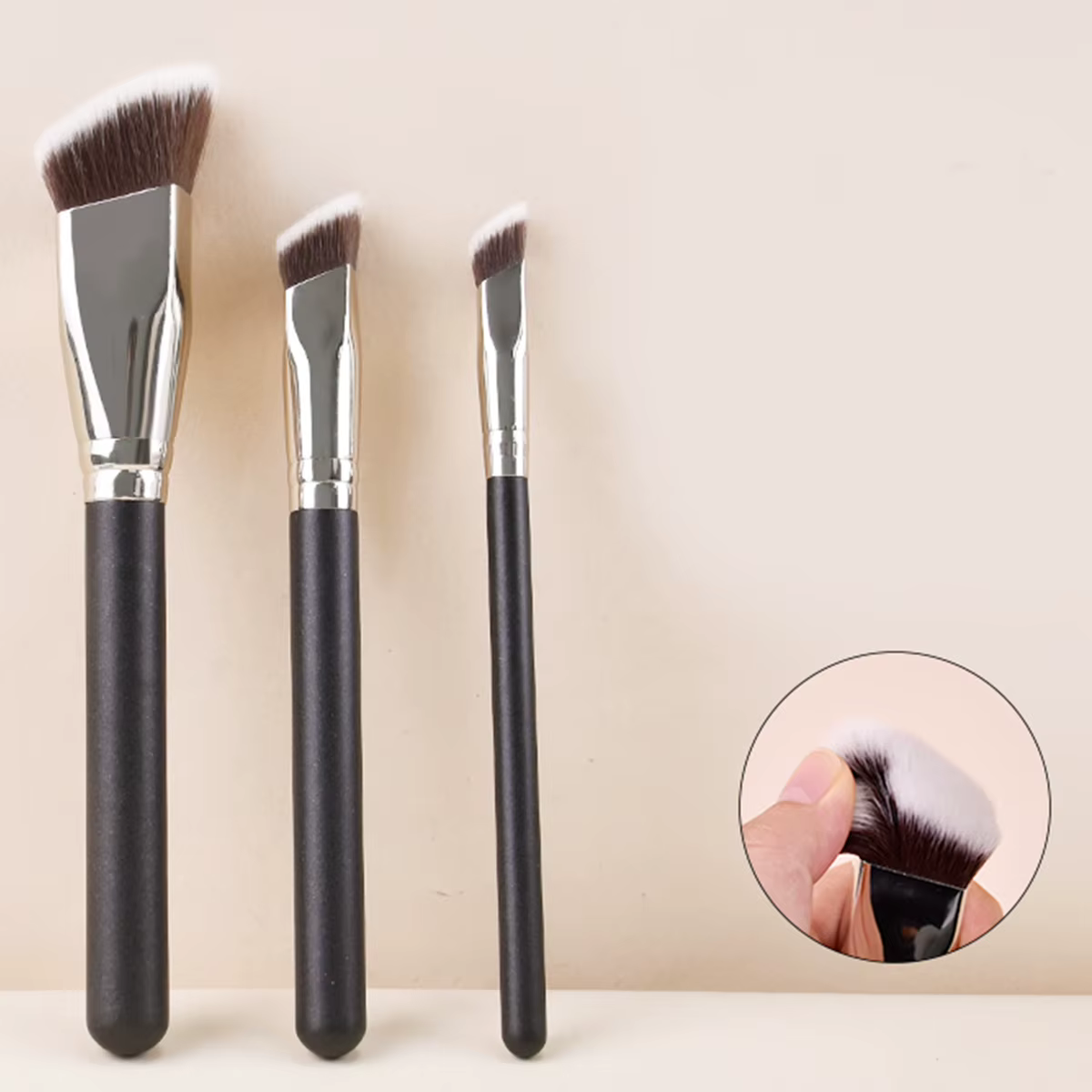 Pinceaux de maquillage pour Contour de poudre liquide coudée, crème, Blush, fond de teint liquide, brosse de mélange, outils de beauté professionnels coudés