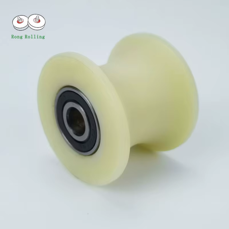 Rouleau en nylon à rainures coulissantes, diamètre 60 mm, épaisseur 48 mm, diamètre de la rainure en U 50 mm, roue en nylon pour portail avec double roulements 6201RS