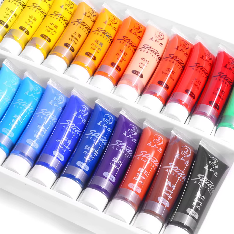 12 couleurs/24 couleurs/15 ml peinture acrylique xiajiaer débutant ensemble bricolage pierre imperméable à la main
