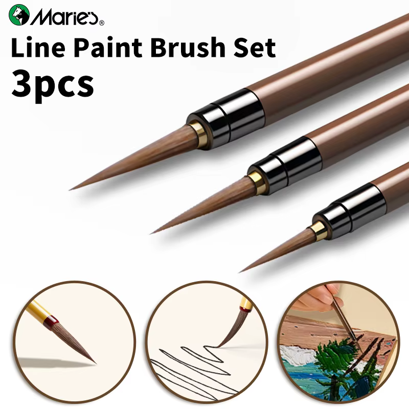 Ensemble de pinceaux Marie's Line, 3 packs de pinceaux miniatures pour la peinture chinoise, l'acrylique, l'aquarelle, l'artisanat, les modèles, les pierres