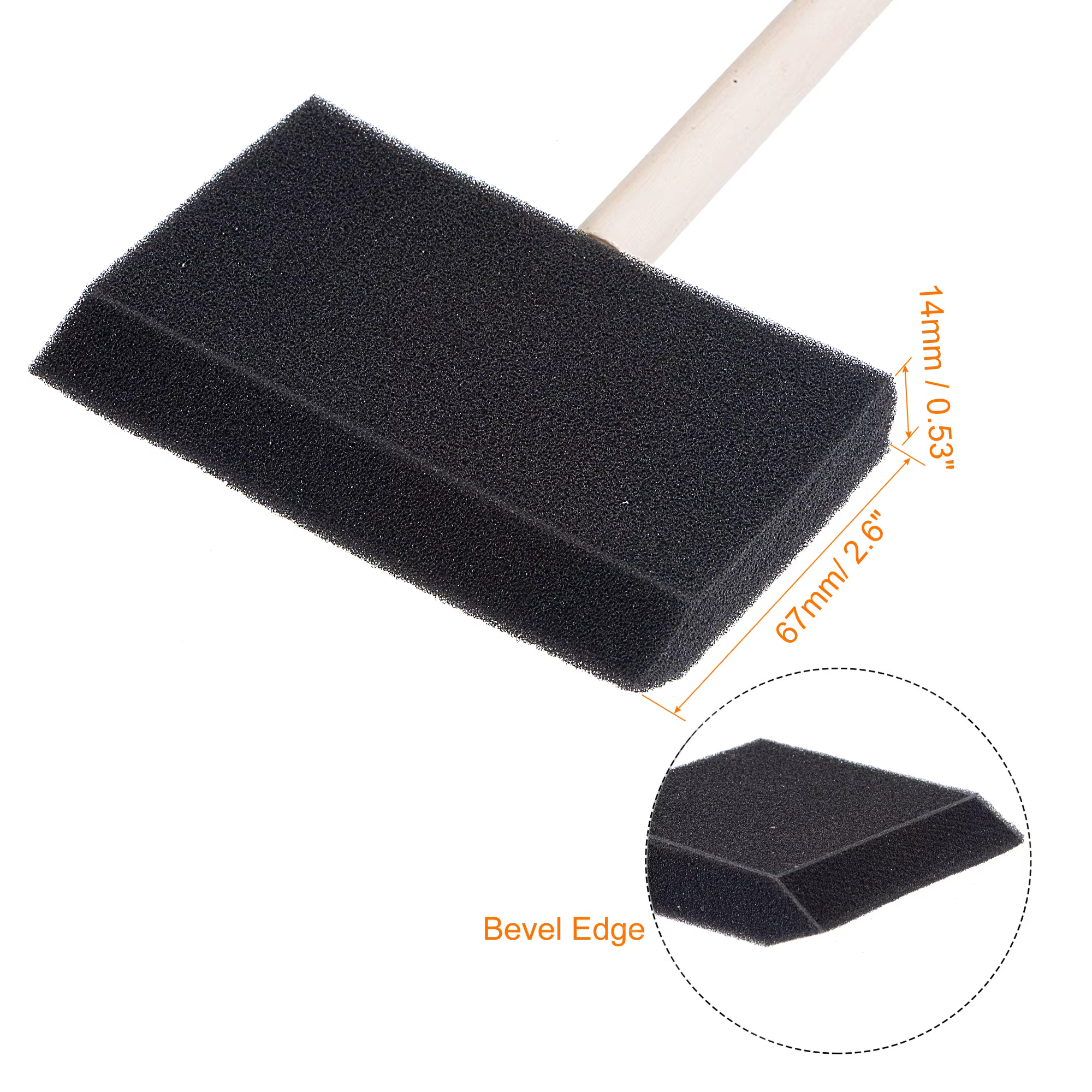 Uxcell – pinceaux à peinture en mousse, 4 pouces, avec bord biseauté, manche en bois, brosse éponge pour peinture, coloration, application d'adhésifs, 24 pièces
