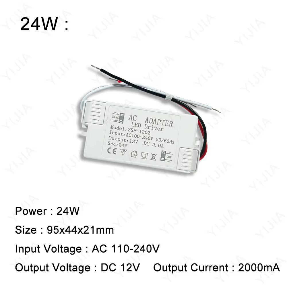 Transformateur d'alimentation pour bande lumineuse LED, alimentation 6 W, 12 W, 24 W, 36 W, 48 W, 60 W, AC220 12 V, 1 A-5 A