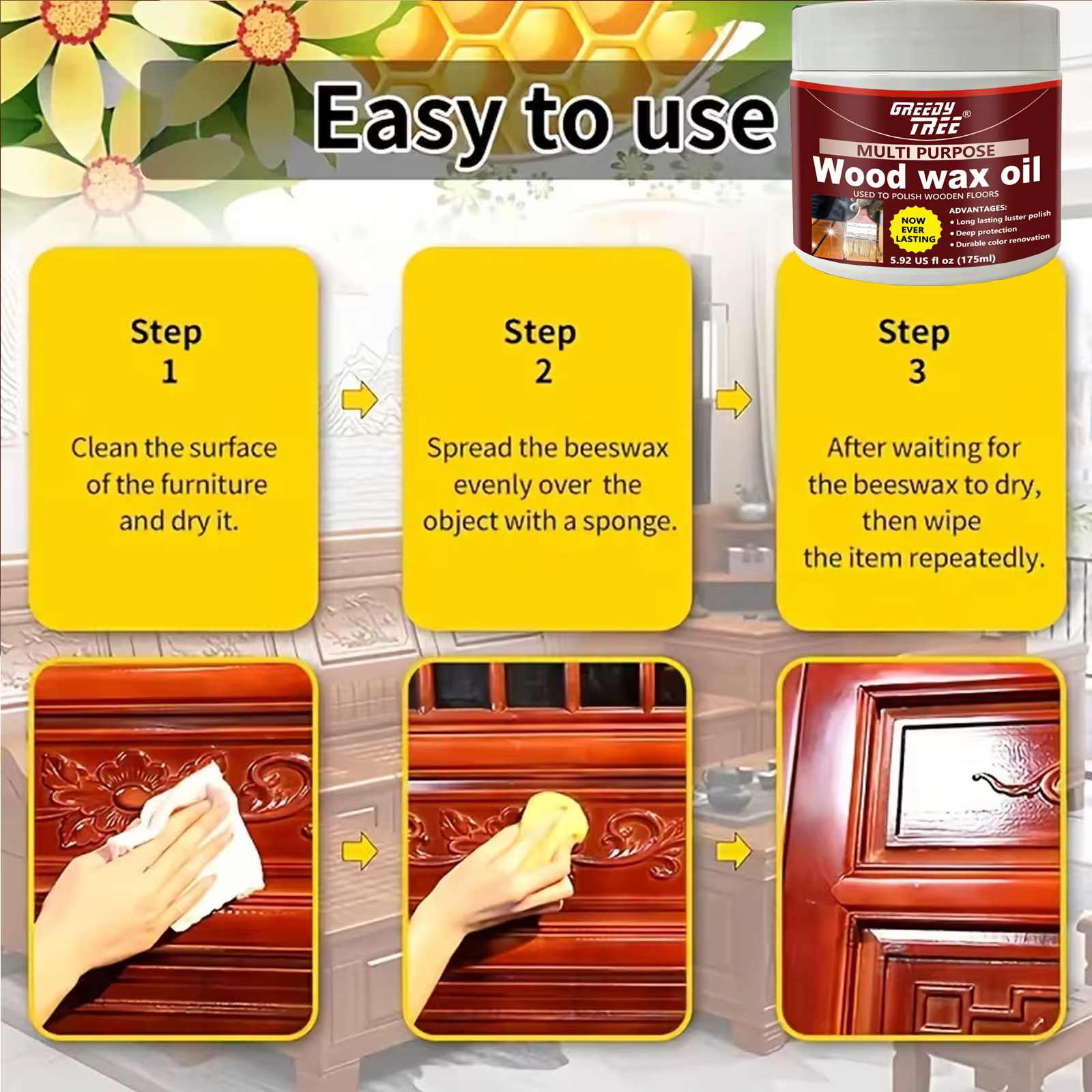 Huile de cire pour bois multi-usages