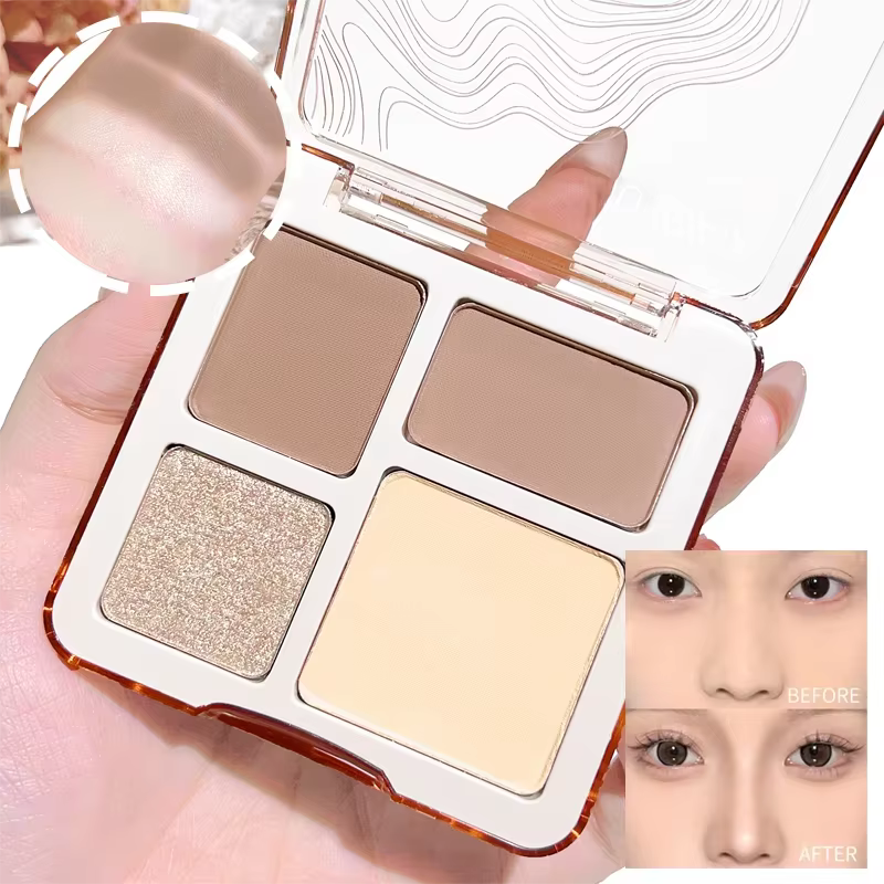 La palette de contouring quatre couleurs est mate et longue tenue
