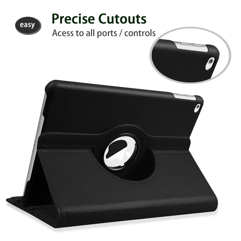 Pour iPad Pro 12.9 2018 2020 2021 2022 2015/2017 Étui en cuir intelligent 360 ° Coque de protection pour fonction rotation et réveil du sommeil