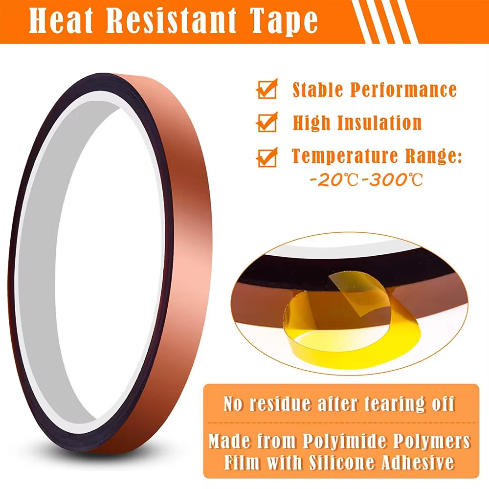 Kapton 33M ruban adhésif or haute température résistant à la chaleur Polyimide 10-50MM largeur pas de résidus pour masquage soudure Etc.
