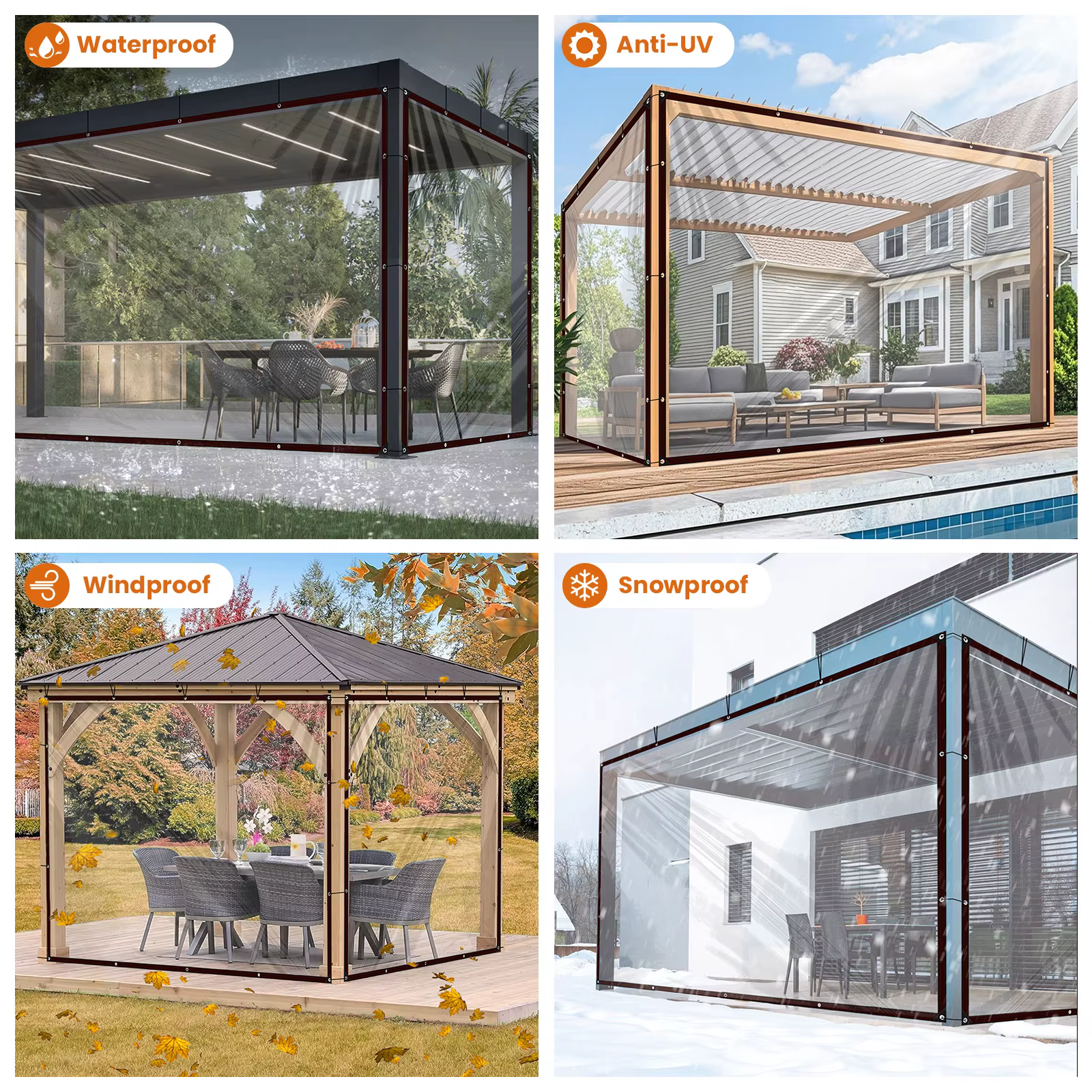 Bâches transparentes imperméables pour extérieur