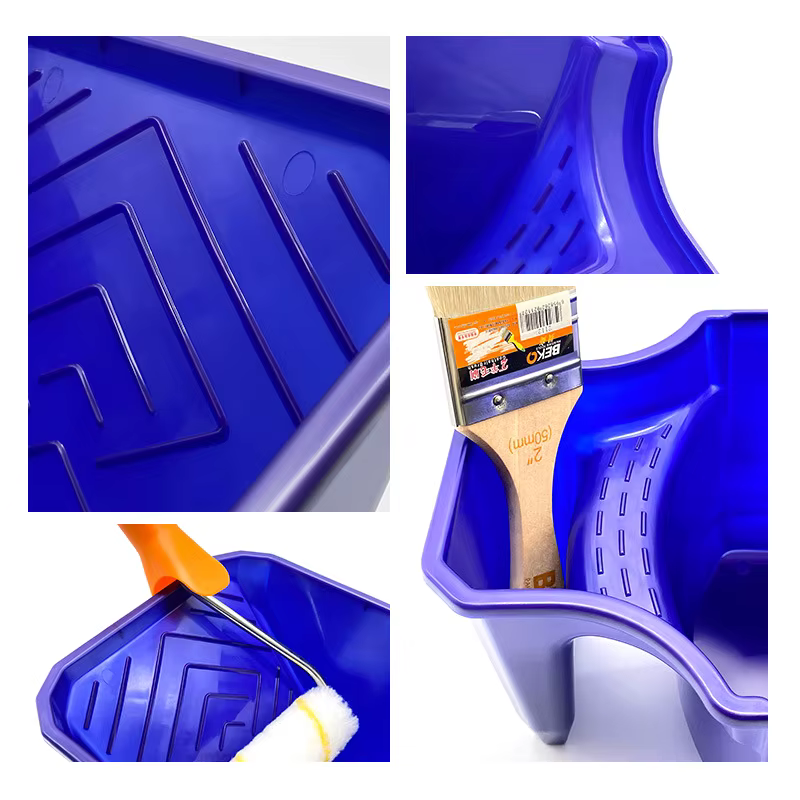 Tasse à peinture portative de 4 pouces avec support de rouleau-matériau PP Durable