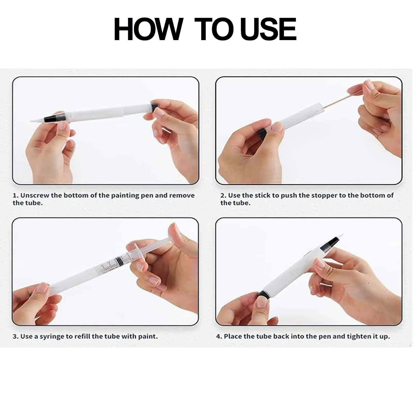 1/3/5 pièces pinceau de stylo de peinture rechargeable