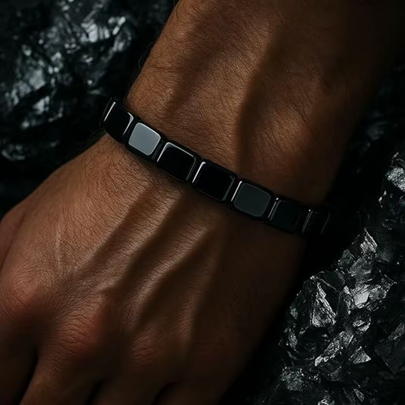 Bracelet en hématite, retrouvez votre énergie et votre confiance, pierre d'hématite naturelle, bracelet extensible en perles, bracelet de guérison, cadeau inspirant, bijoux