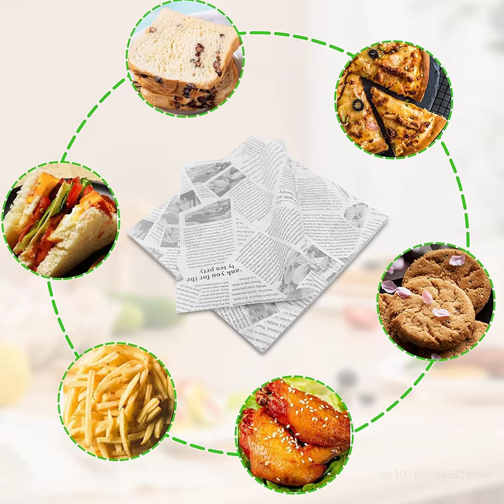 100 pièces Air Fryer Papier Alimentaire 22x22 cm Papier Cuisson Frites Burger Pizza jxSandwich Papier Gras Papier D'emballage