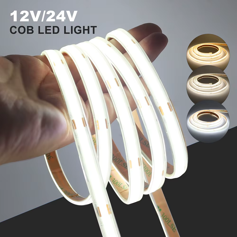 Bande lumineuse LED COB 12V 24V 3000K 4000K 6000K IP67 Étanche Flexible Ruban LED 480 LED/m 5m 10m 20m 0.5m 1m 2m Éclairage Linéaire