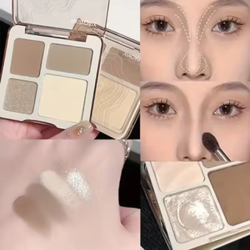 La palette de contouring quatre couleurs est mate et longue tenue