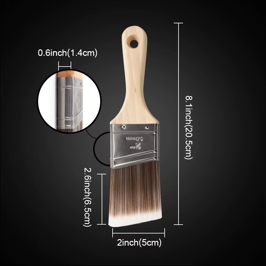 Pinceau angulaire de 2 pouces de qualité supérieure pour la décoration industrielle ; Excellent outil pour la peinture murale DIY