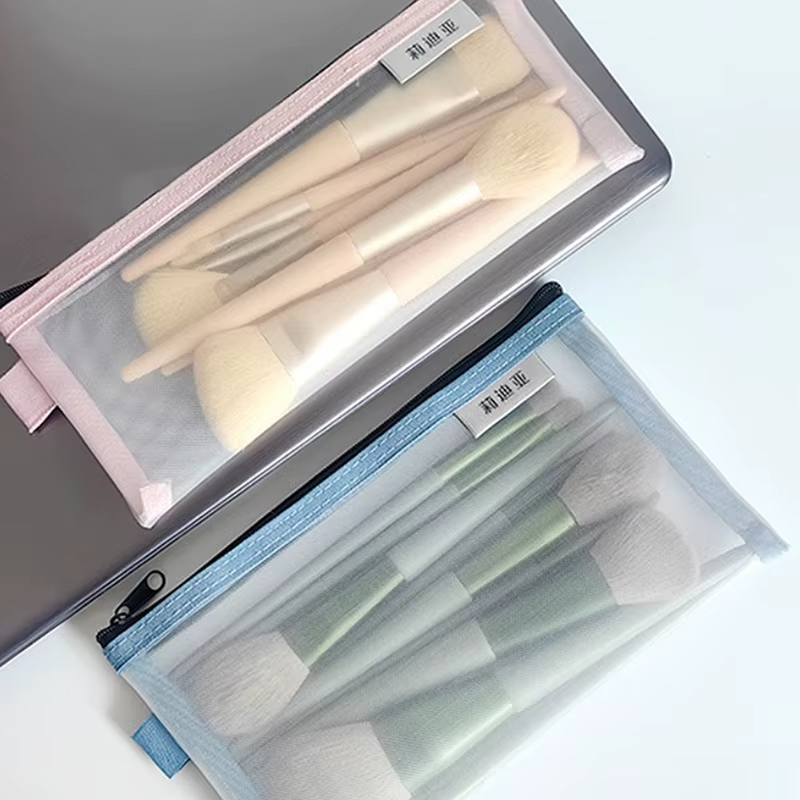 Sacs de rangement pour pinceaux de maquillage, trousse à crayons en maille transparente pour étudiants, poudres de maquillage, rouge à lèvres, Ins Travel Cosmetic Evaluation