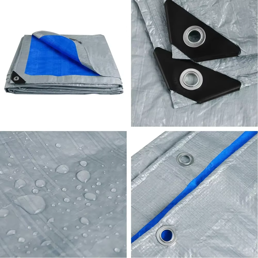 Bâche de protection imperméable grande taille en PE avec œillets métalliques