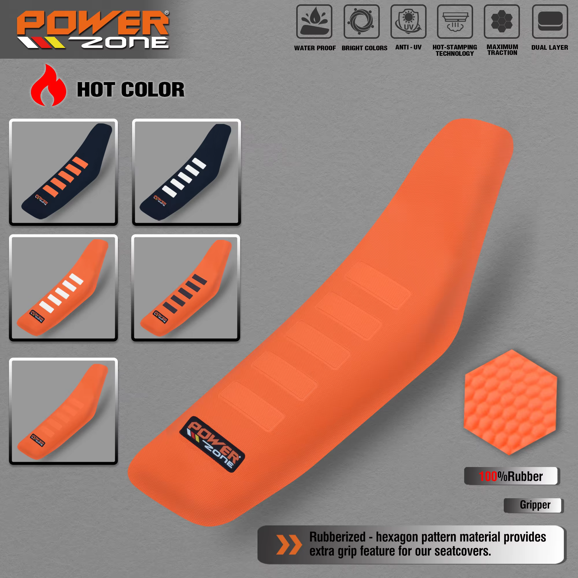 Powerzone – housse de siège à pince nervurée, ensemble étanche, Protection antidérapante bouleversée, pour SXF EXC KXF CRF YZF WR TC TE