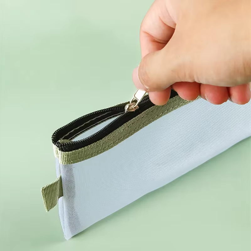 Pochette de maquillage pour rouge à lèvres, sacs de rangement pour pinceaux de maquillage, trousse à crayons en maille transparente pour étudiants, organisateur de cosmétiques de voyage pour femmes