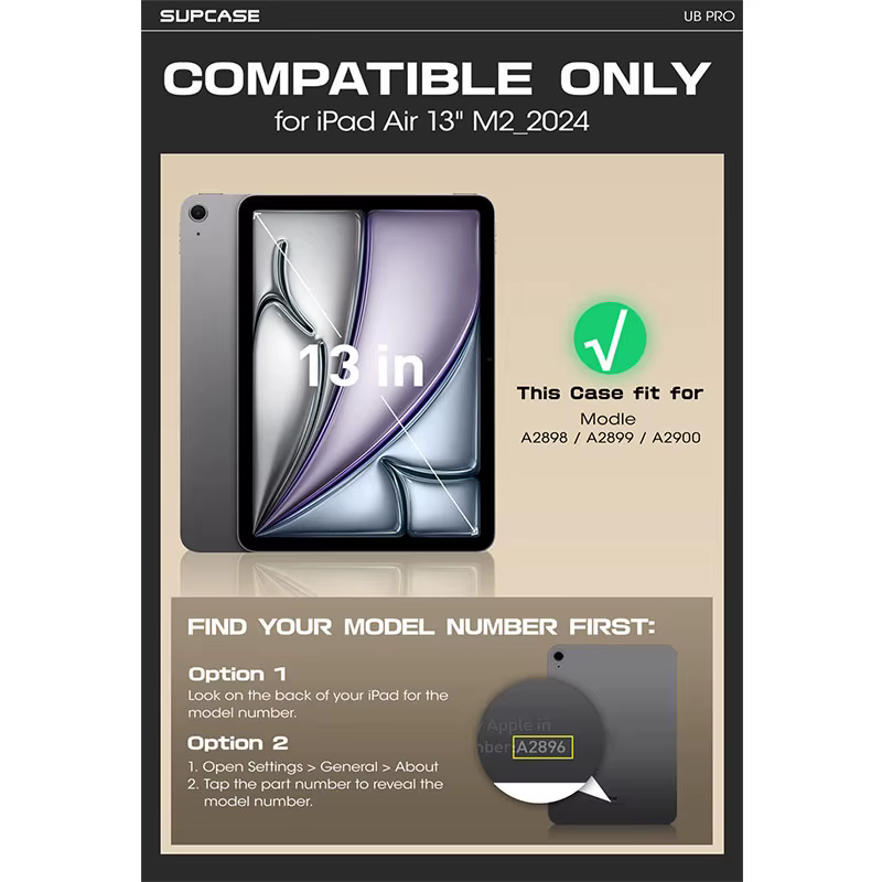 SUPCASE For iPad Air 13 Inch Case (2026/2025/2024) UB Pro housse de Protection robuste de qualité militaire pour tout le corps avec p