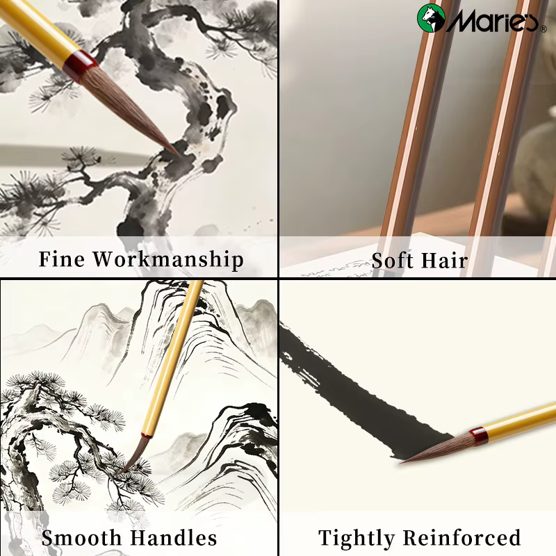 Ensemble de pinceaux Marie's Line, 3 packs de pinceaux miniatures pour la peinture chinoise, l'acrylique, l'aquarelle, l'artisanat, les modèles, les pierres