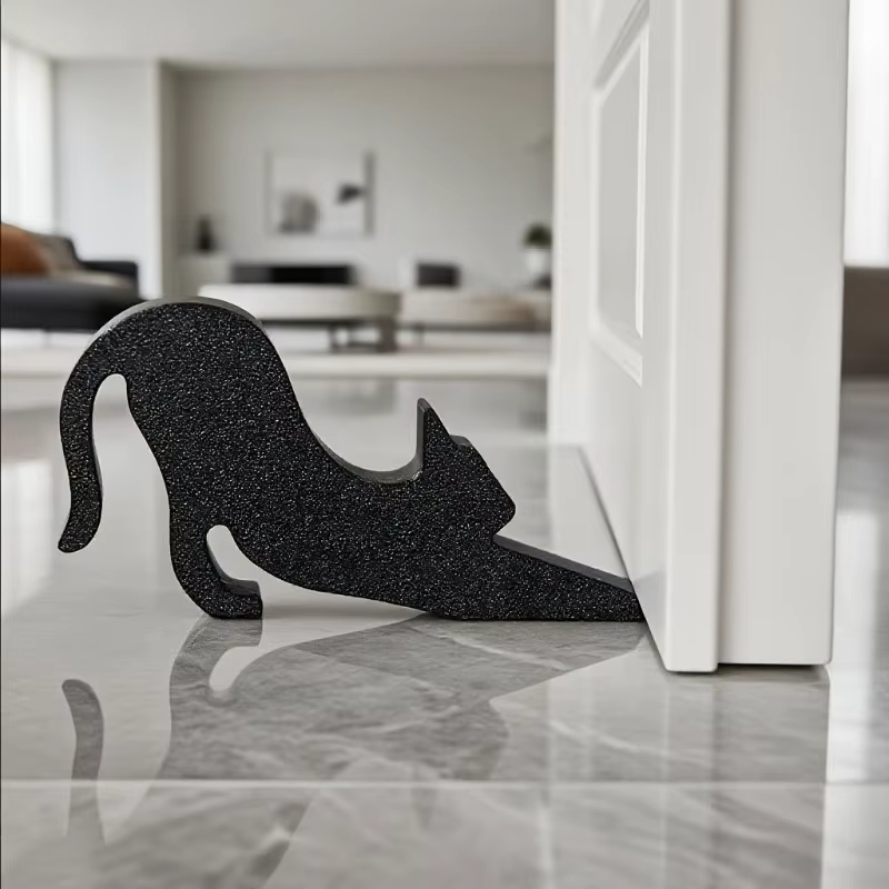 Butoir de porte mignon en forme de chat ou de chien, style décoratif animalier, matériau durable résistant aux rayures pour ornement d'entrée domestique