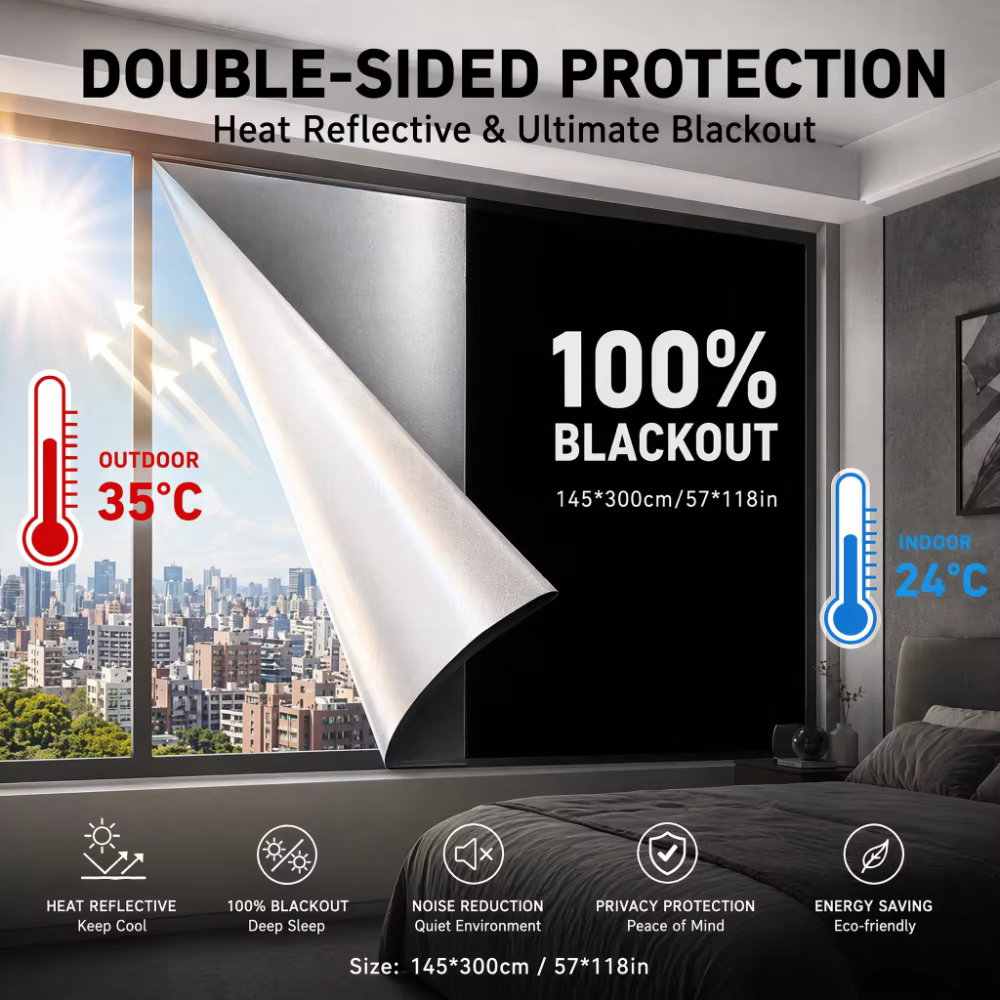 Stores occultants 100% occultants, avec isolation thermique et réduction du bruit, pour chambres en immeubles de grande hauteur