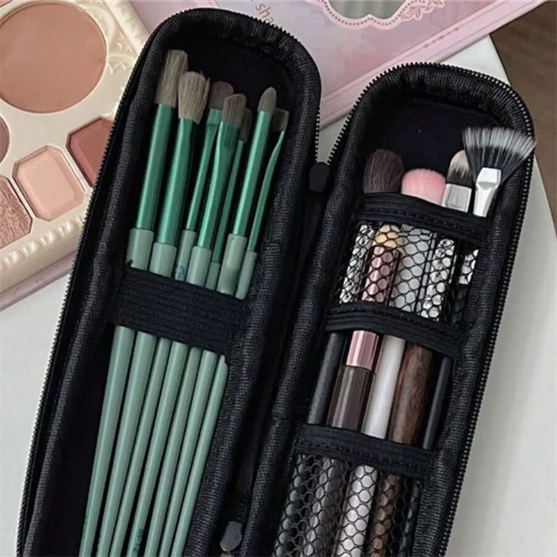 Sac de rangement multifonctionnel pour pinceaux de maquillage, organisateur de voyage Portable, pochette à cosmétiques en maille, rangement de lavage, outils de beauté légers
