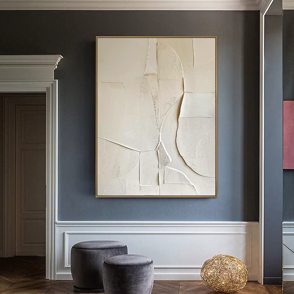 Peinture Minimaliste Crème et Blanche