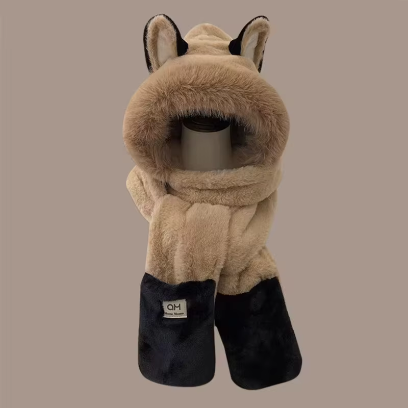 Écharpe de protection des oreilles chaude en forme de renard pour l'extérieur, chapeau en peluche une pièce en fourrure et à la mode, nouvelle collection hiver