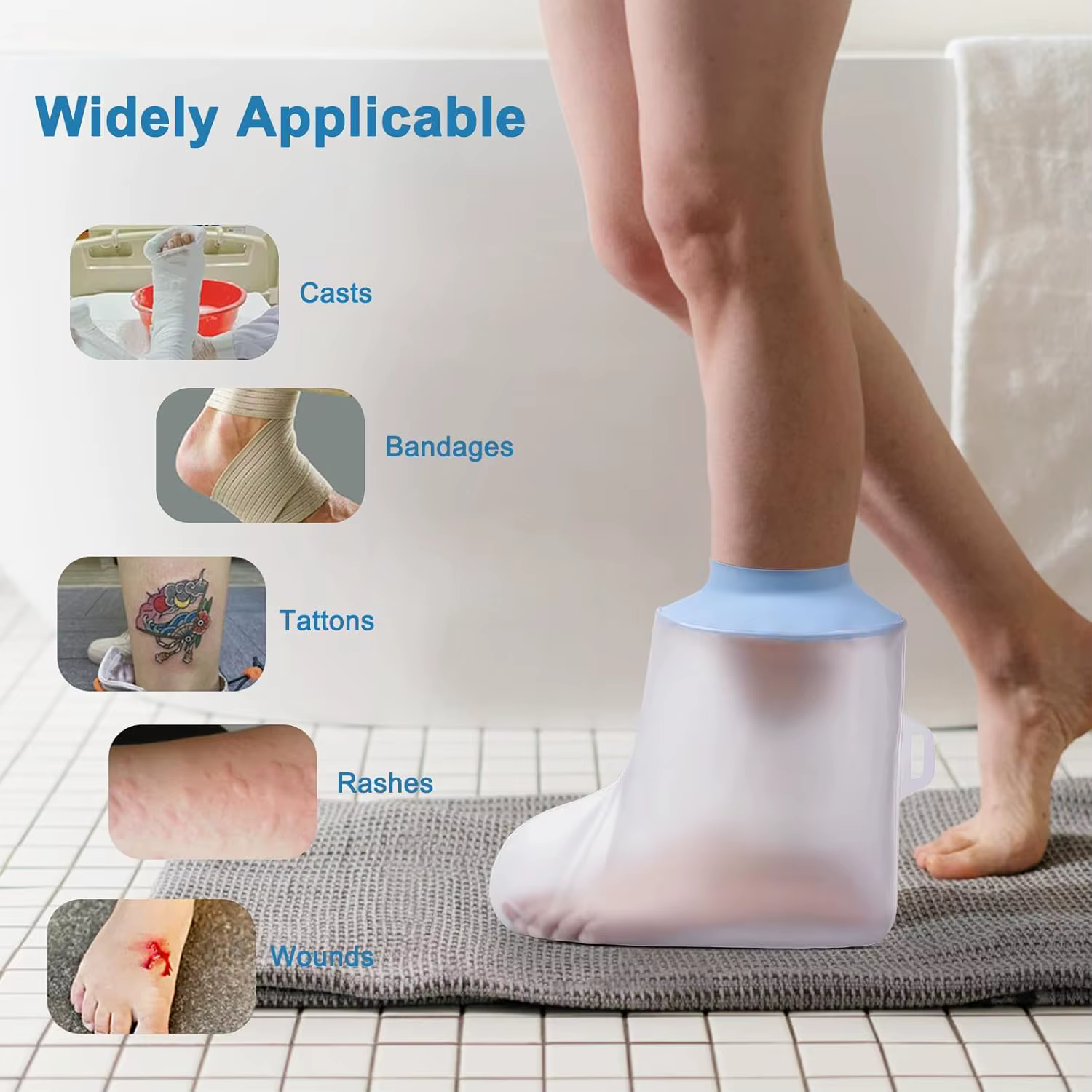 Protège-plâtre imperméable pour la douche, réutilisable, pour la cheville, après chirurgie, pour protéger les plaies