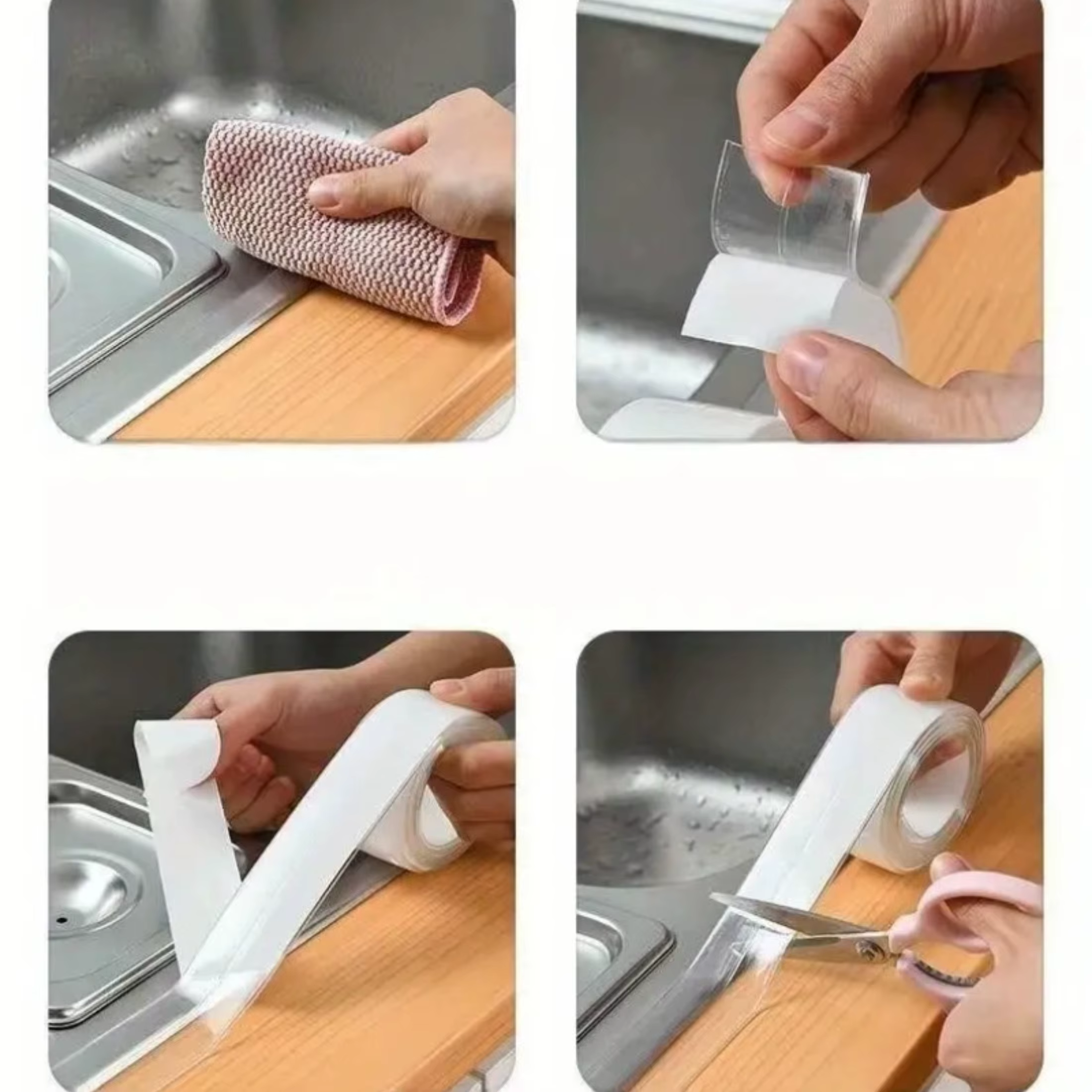 Ruban adhésif en PVC transparent imperméable, super adhésif, parfait pour les salles de bain, toilettes, éviers et cuisines, 1 rouleau