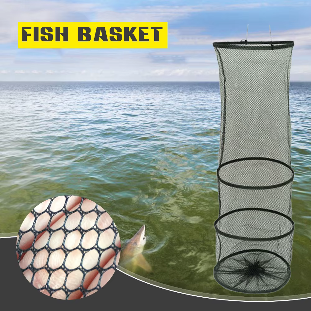Panier pliable de protection pour poissons, sac à poissons à fond plat et à ouverture large, filet simple pour attraper poissons, crevettes, homards, anguilles