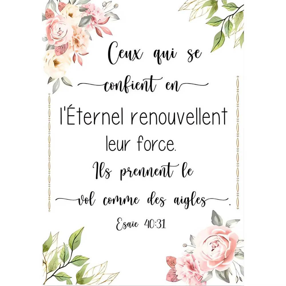 Toile d'art mural avec versets de la Bible française