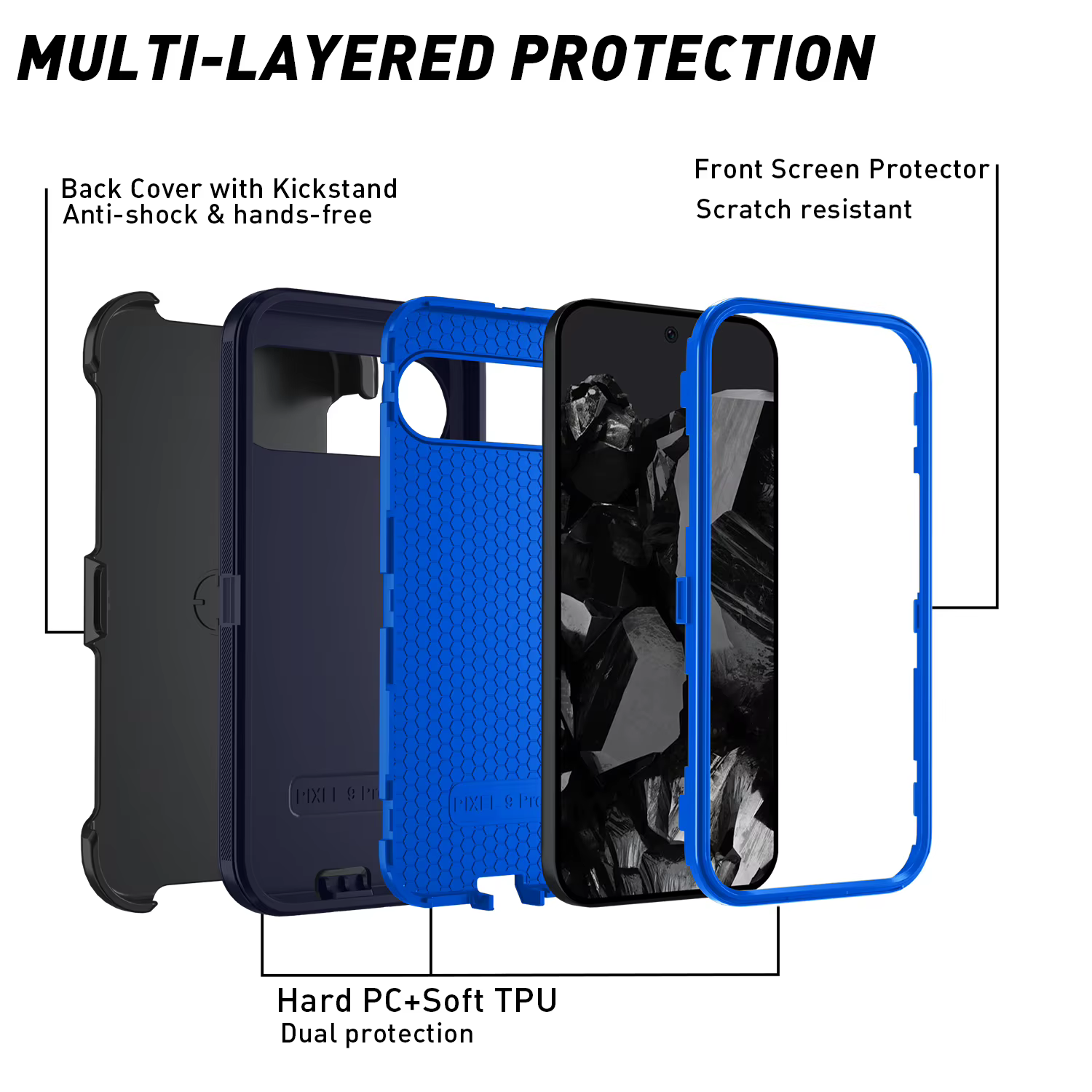 Coque blindée antichoc pour Google Pixel 9A 8A 4A 5A Pro, housse robuste et anti-poussière, étui de Protection de caméra pour Pixel 9pro XL