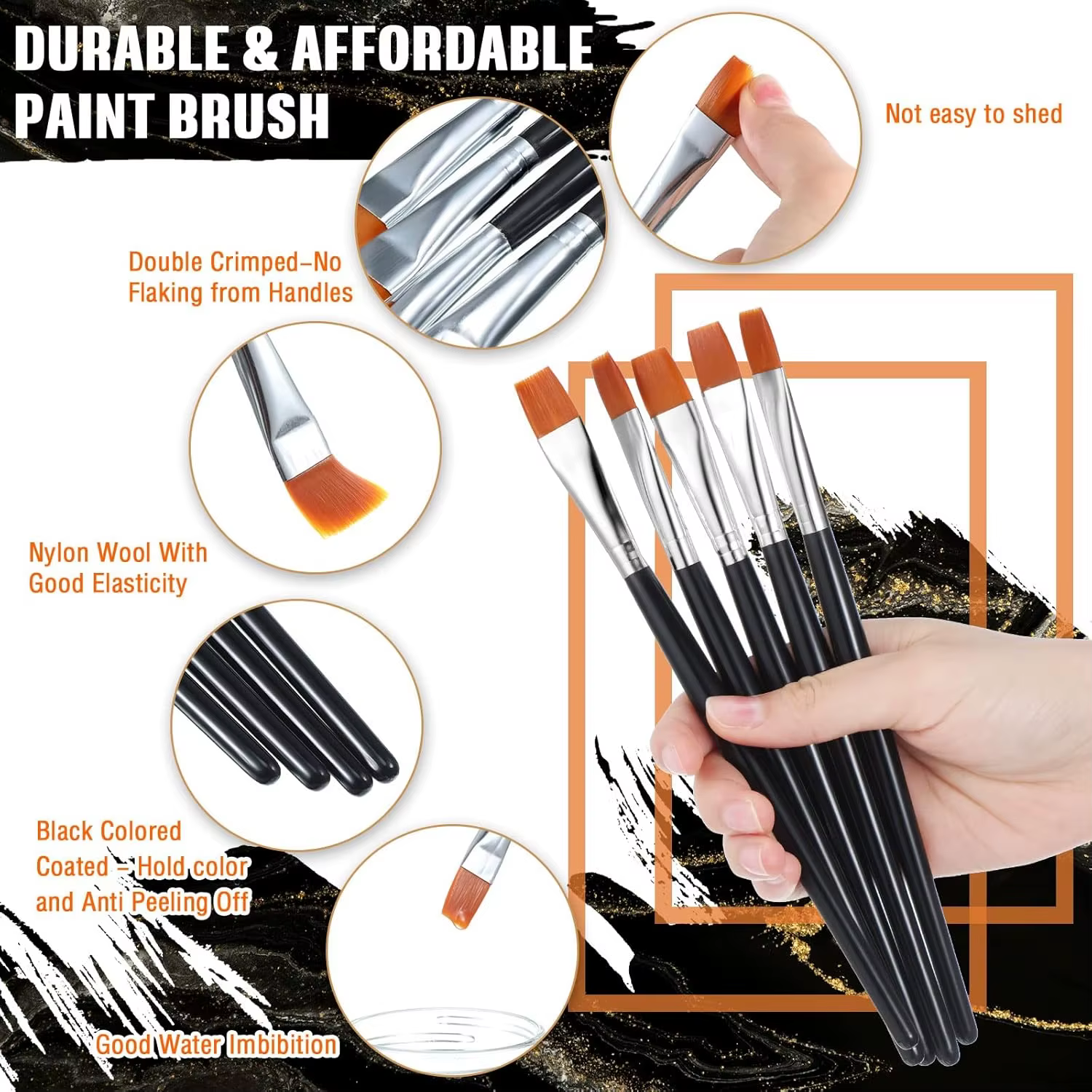Lot de 12 petits pinceaux plats