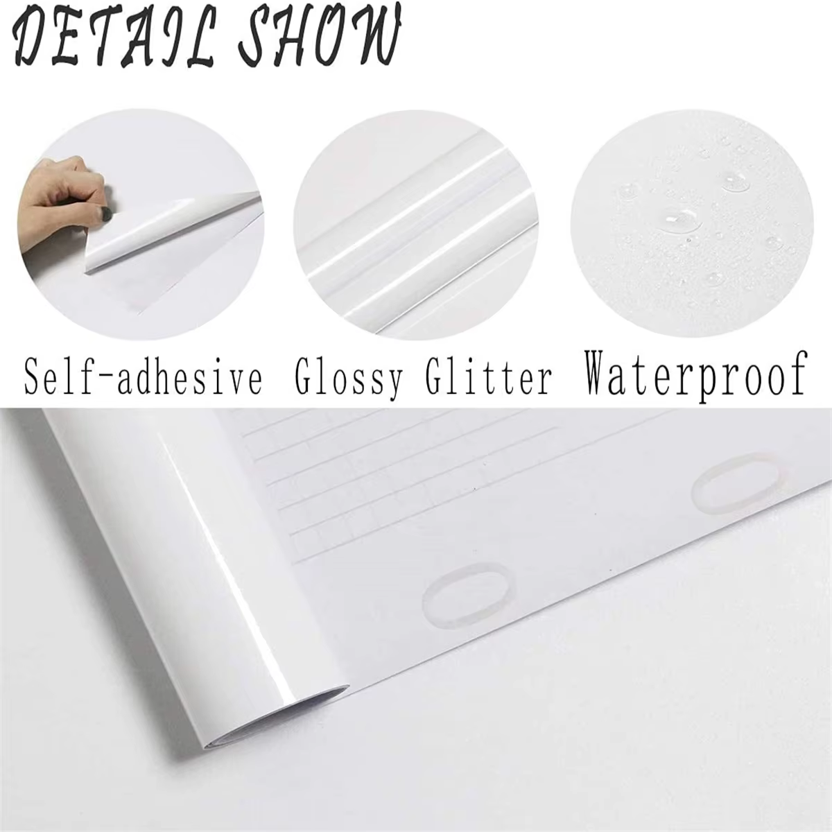 Papier peint auto-adhésif imperméable en PVC avec perles