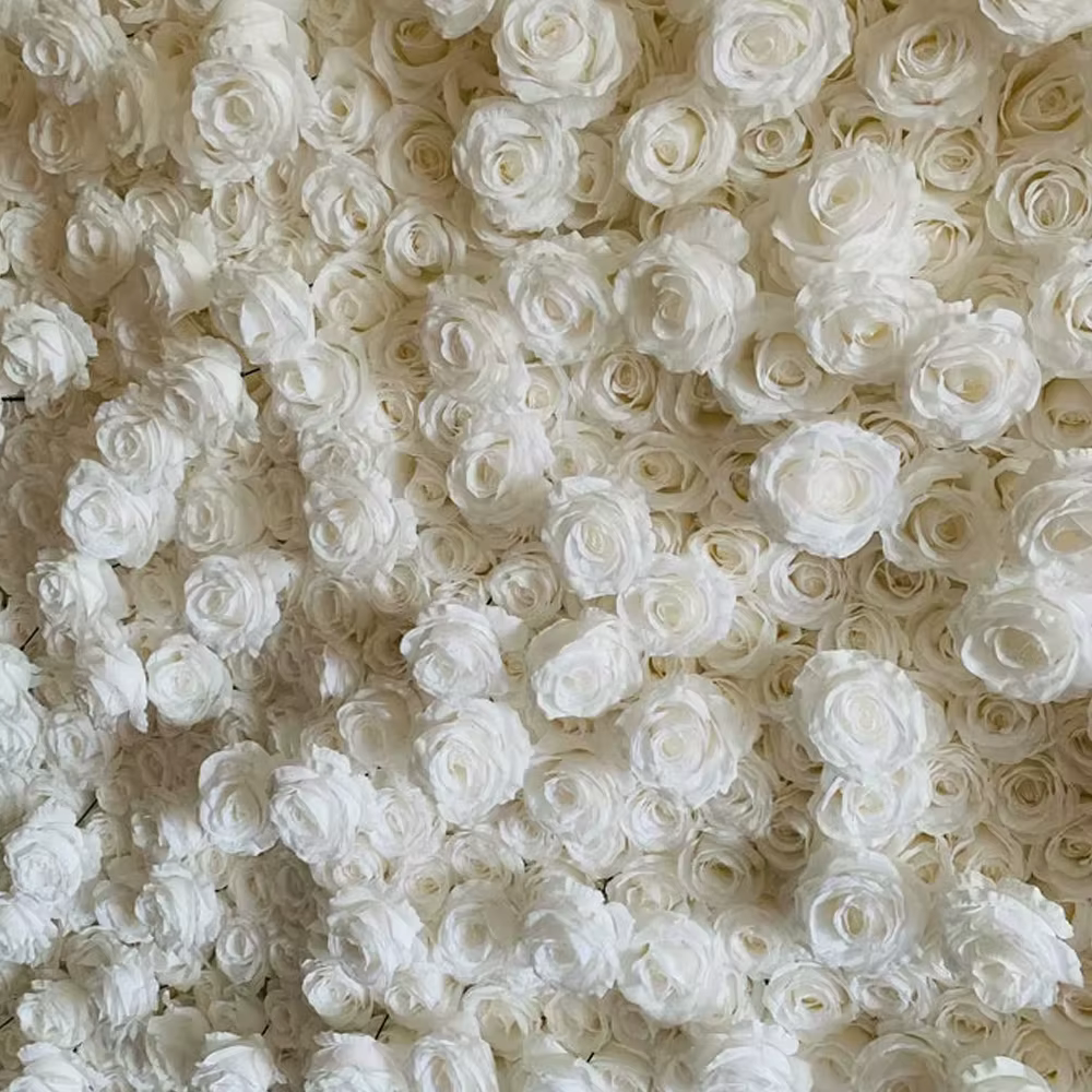 Uflower 3D blanc Rose tissu rideau fleur mur enroulable mariage toile de fond accessoires flore mur fête événement