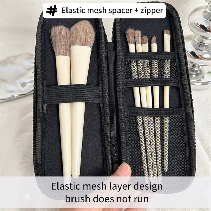Sac de rangement multifonctionnel pour pinceaux de maquillage, organisateur de voyage Portable, pochette à cosmétiques en maille, rangement de lavage, outils de beauté légers