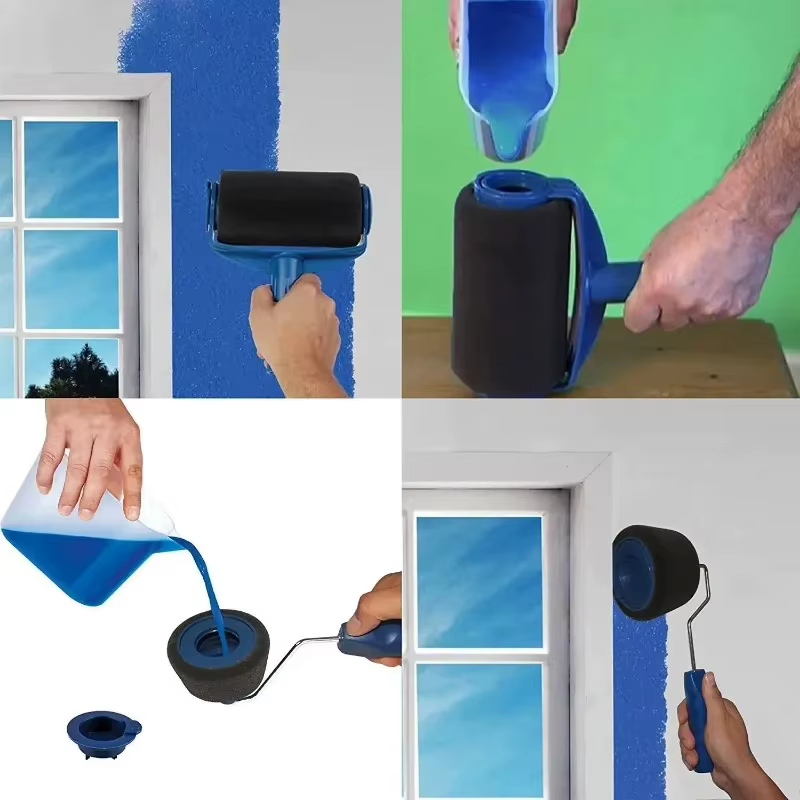 Rouleau de peinture rechargeable avec rangement intégré