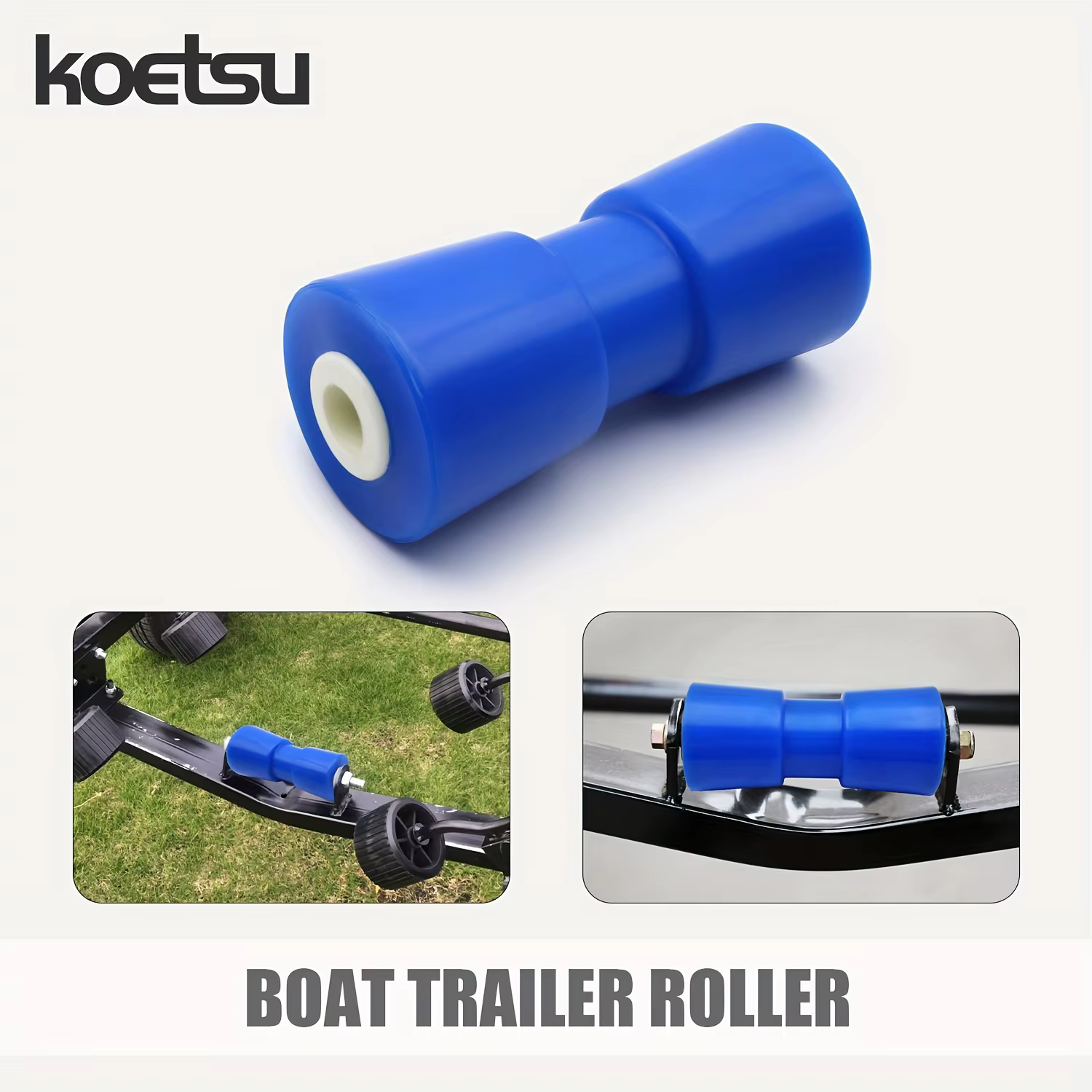 KOETSU 1 pièces bleu, Kit d'assemblage de rouleau de quille centrale de remorque de bateau, adapté à la poulie de quille de bateau en caoutchouc de roue de remorque de bateau à moteur