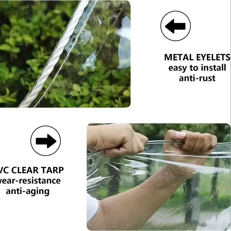 Bâche transparente imperméable en PVC avec œillets