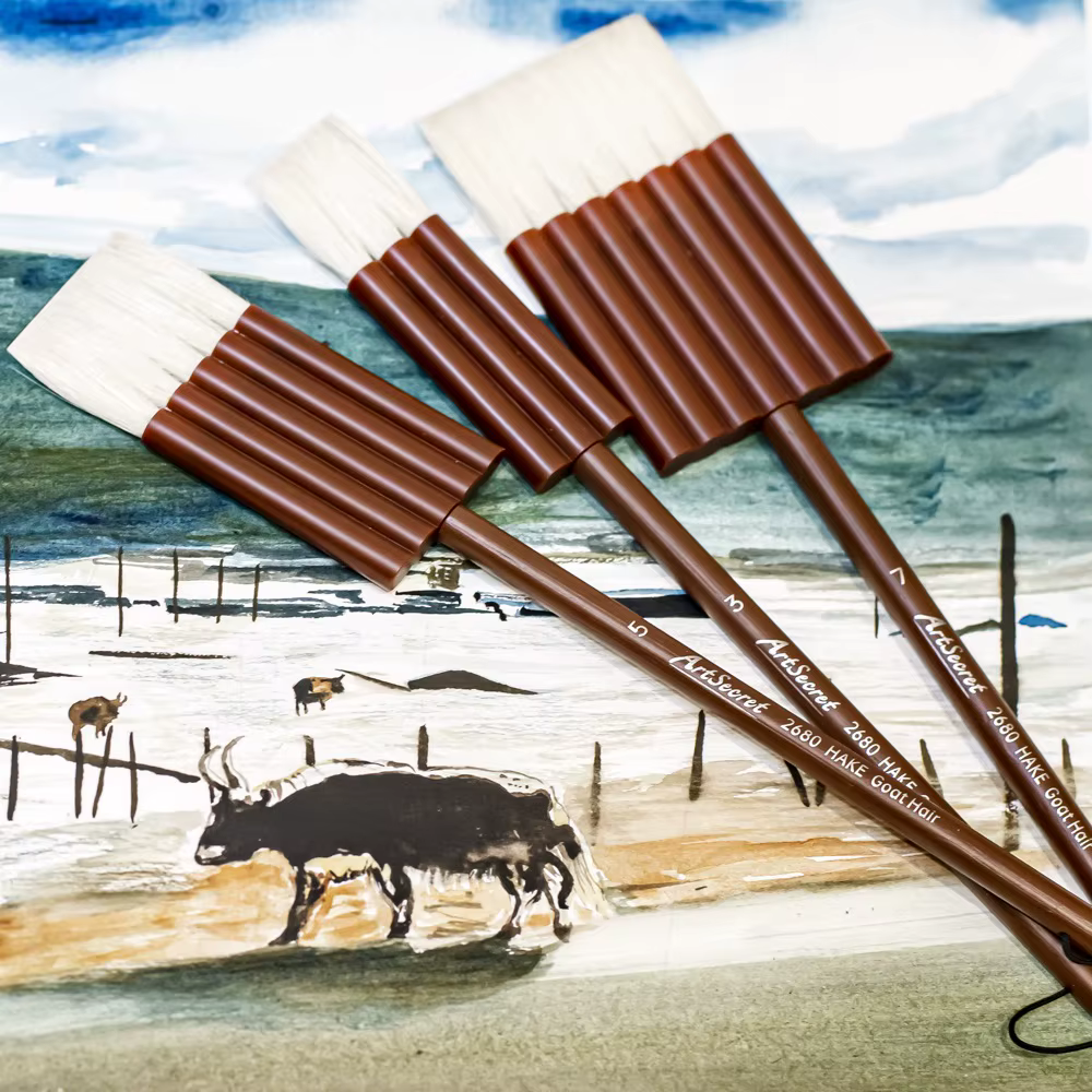 Artsecret-Pinceau plat en poils de chèvre doux pour peinture