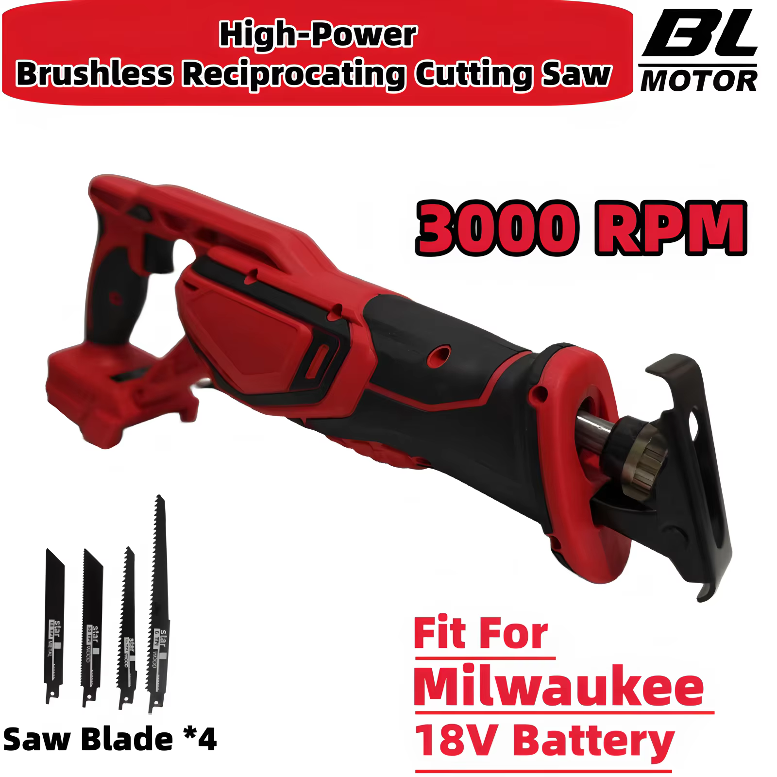 Scie sauteuse sans fil Milwaukee avec 4 lames, scie sabre électrique haute puissance, machine de découpe, outil électrique