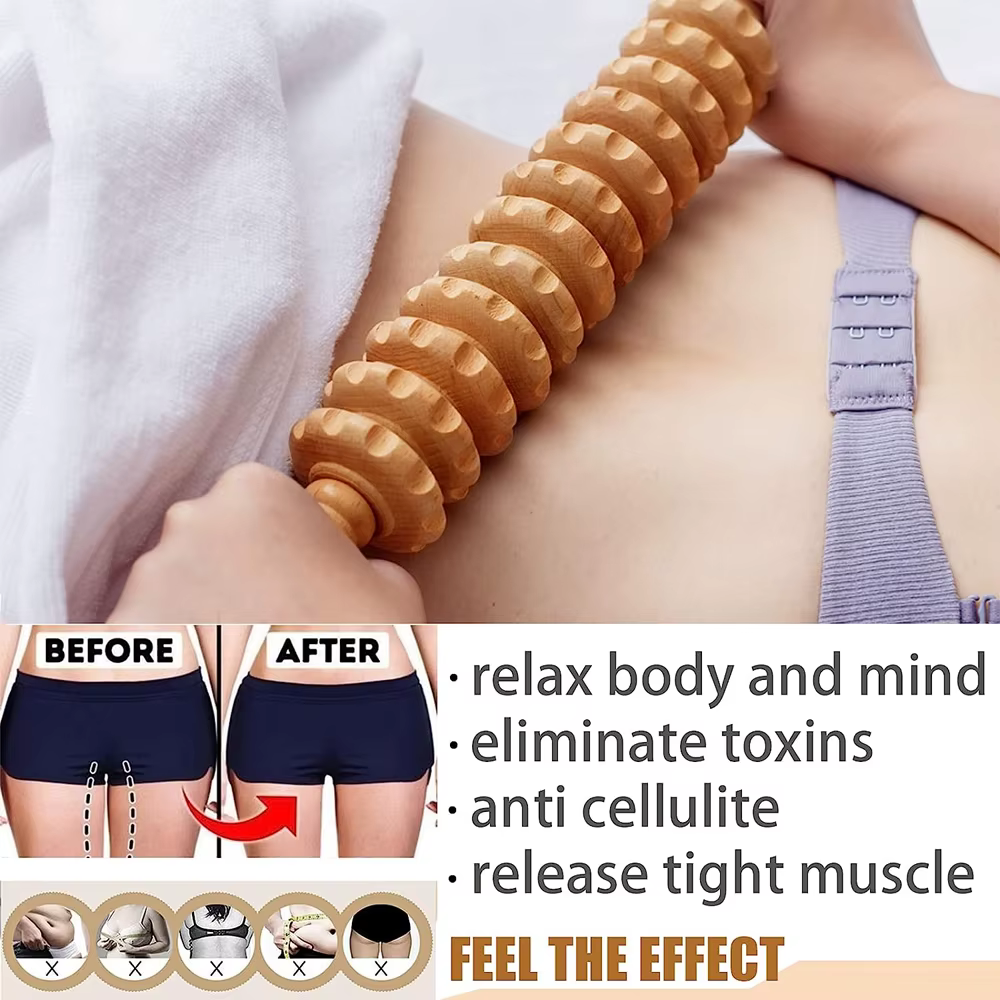 Outils de massage à rouleaux de thérapie en bois, masseur de drainage lymphatique, massage en bois et bâton de rouleau musculaire, (12 droits)