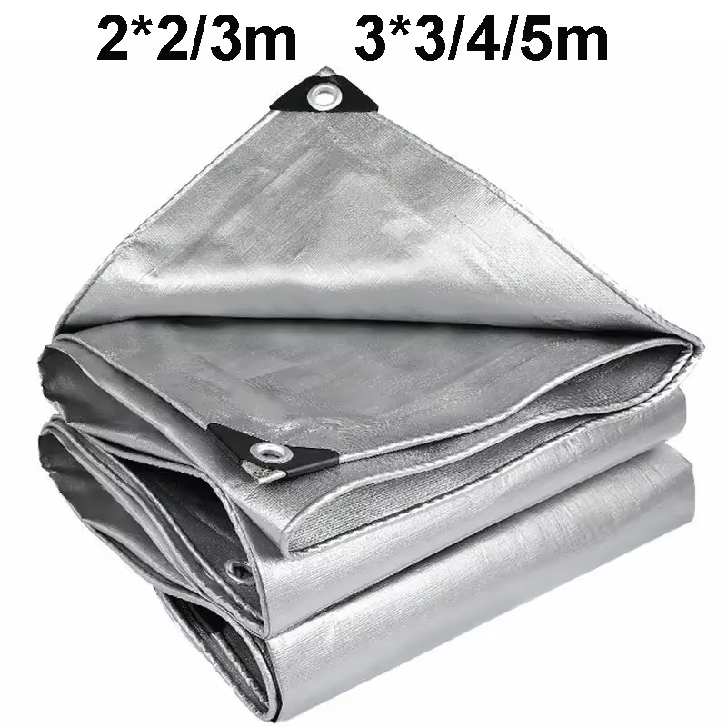 Bâche Argentée Imperméable Anti-UV Polyvalente 2x2m 2x3 3x3 3x4 3mx5 Auvent Abri Pluie Protection Solaire Extérieure Camping
