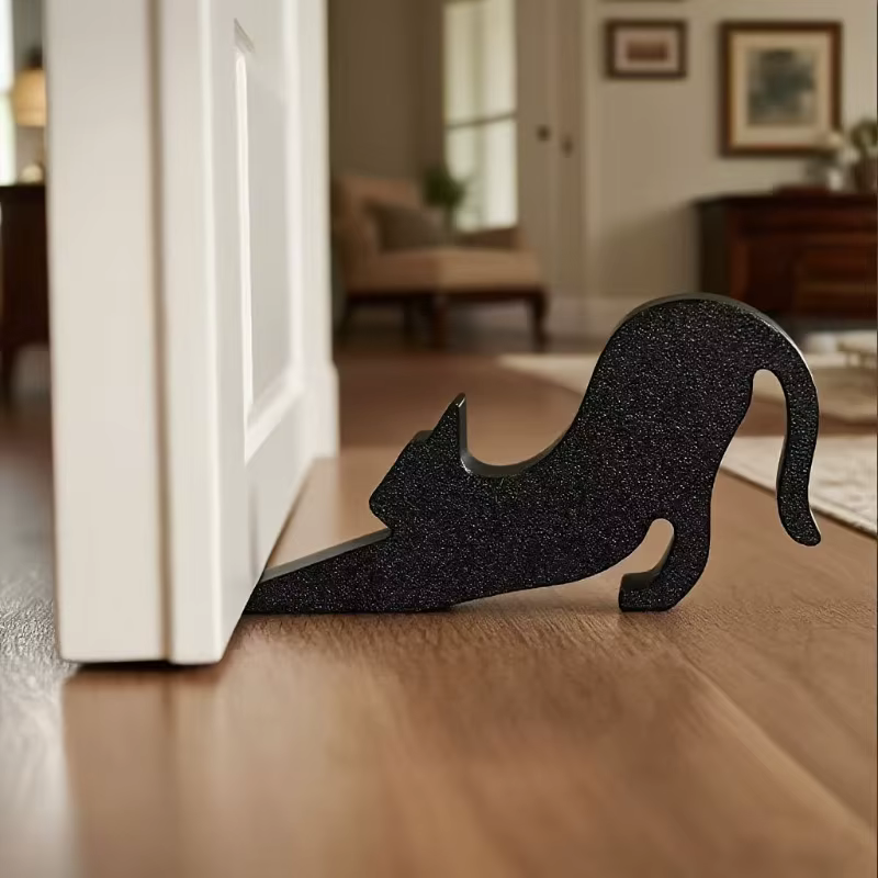 Butoir de porte mignon en forme de chat ou de chien, style décoratif animalier, matériau durable résistant aux rayures pour ornement d'entrée domestique