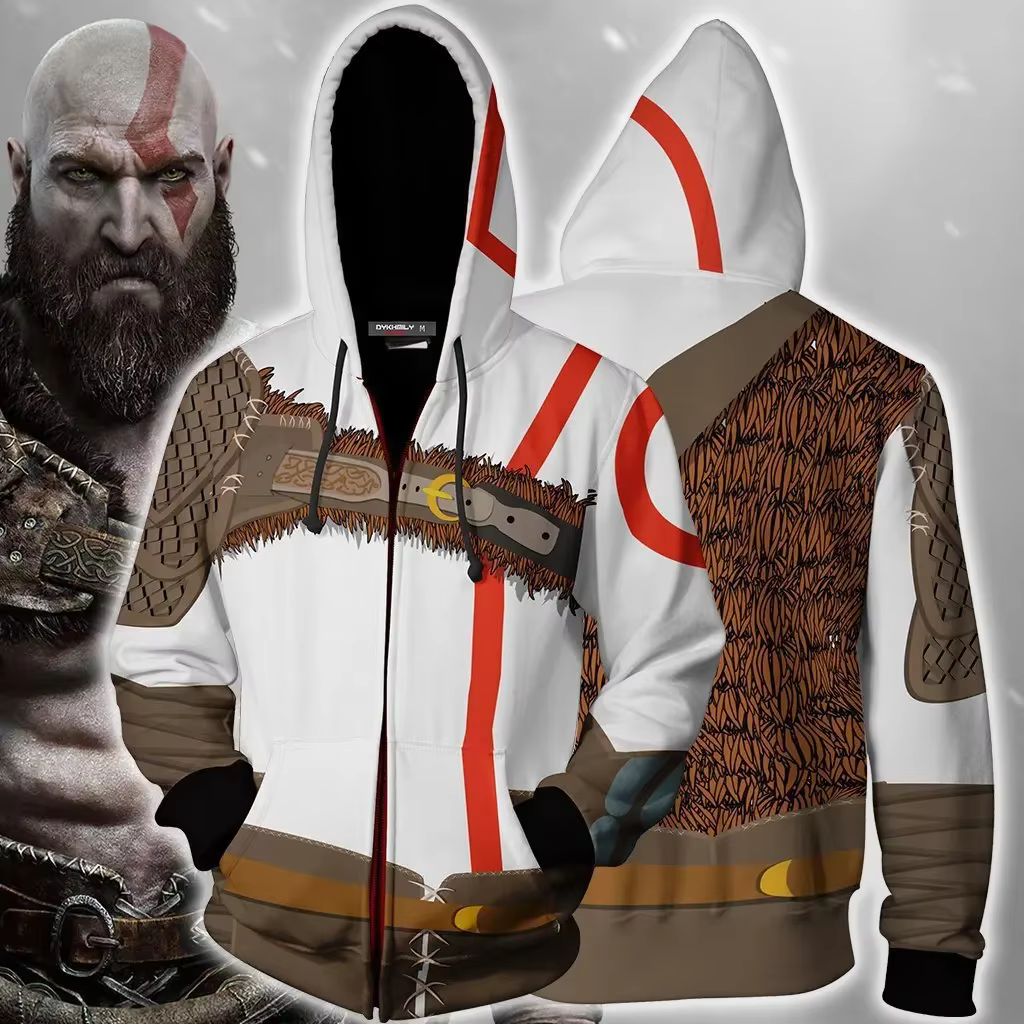 God of War Ghost of Sparta sweat à capuche Kratos hommes décontracté sweats à capuche impression 3D manteau à capuche avec fermeture éclair hauts minces