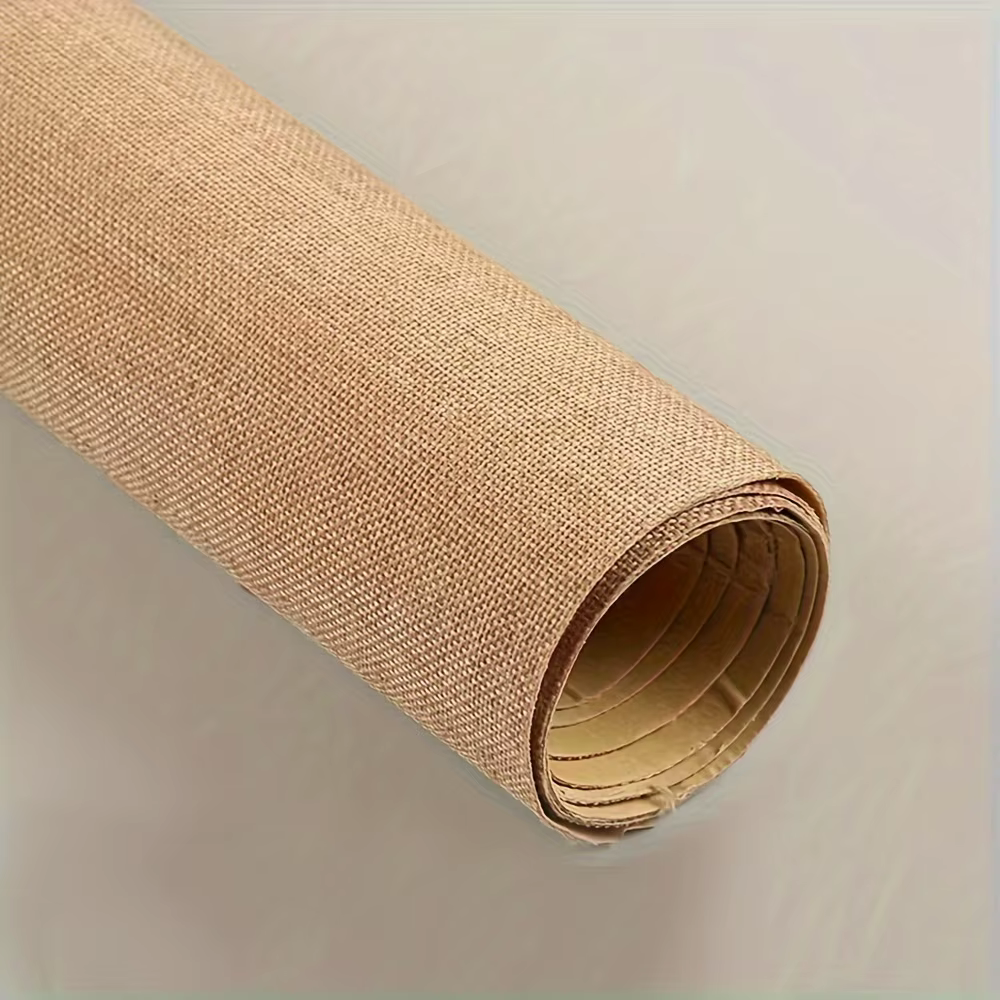 Rouleau de papier en toile de jute auto-adhésif - Matériel artisanal multi-usage pour boîtes cadeaux