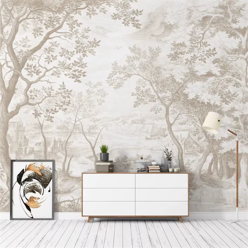 Papier peint de paysage de forêt française européenne personnalisée